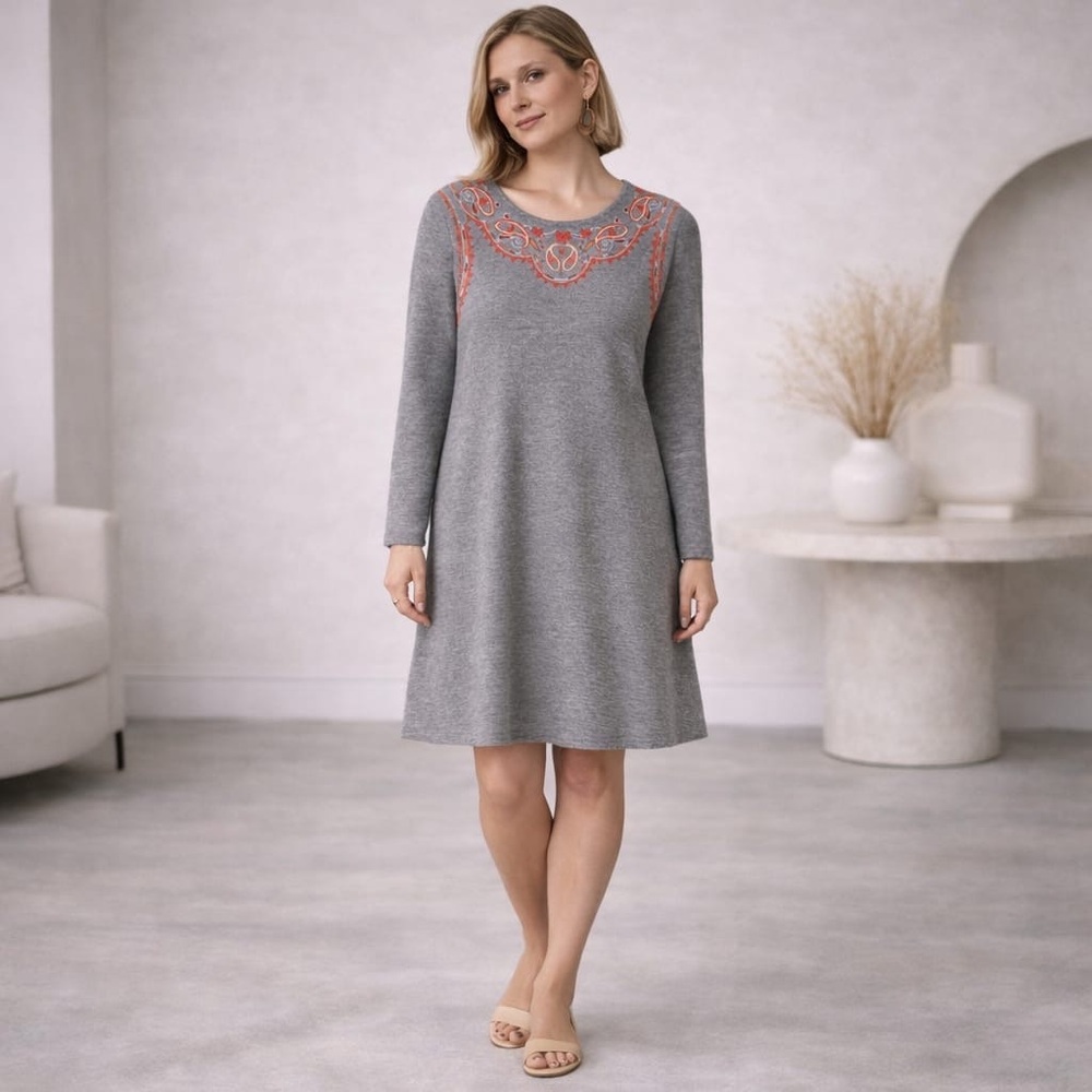 THML ANTHROPOLOGIE Embroidered‎ Paisley Mini Dress Rayon Blend WCT028-HG SMALL